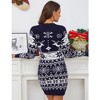 Women's Cute Ugly Christmas Sweater Dress Long Sleeve Crew Neck Pullover Reindeer Snowflakes Printed Holiday Mini Sweater Dress - 2 of 4