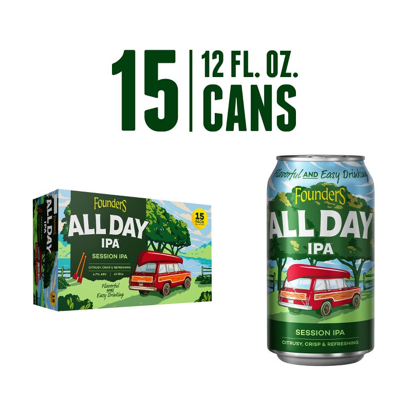 Founders All Day IPA Beer - 15pk/12 fl oz Cans, 3 of 7