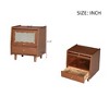NicBex Elegant Wooden Nightstand Bedside Table with Rattan-Woven Cabinet and Drawer for Bedroom - 2 of 4