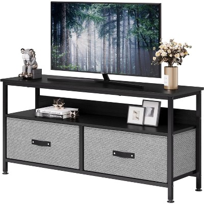 39'' TV Stand for TVs up to 50'' - Entertainment Center with 2 Fabric Drawers & Open Shelf, Adjustable Footpads