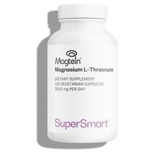 SuperSmart Magnesium L-Threonate 2000mg per Day - Patented Magtein Bioavailable Magnesium Threonate | Non-GMO & Gluten Free - 120 Vegetarian Capsules - 1 of 1