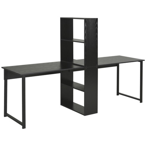 Computer Storage Workstation Study Desk Writing Table with 2 Tier Shelves  for Office and Home