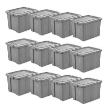  Sterilite 18 Gal Storage Tote, Stackable Bin with Lid, Plastic  Container to Organize Clothes in Closet, Basement, Crisp Green Base and  Lid, 8-Pack : Home & Kitchen