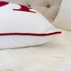 TopComfy Support Pillow JOY Embroidered Velvet Lumbar Cushion for Holiday Decorating, White and Red, 17"*17"*10" - 3 of 4