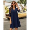 Coolmee Causal Midi Dresses for Women V Neck Lace 3/4 Long Puff Sleeve Loose Dress - 3 of 4
