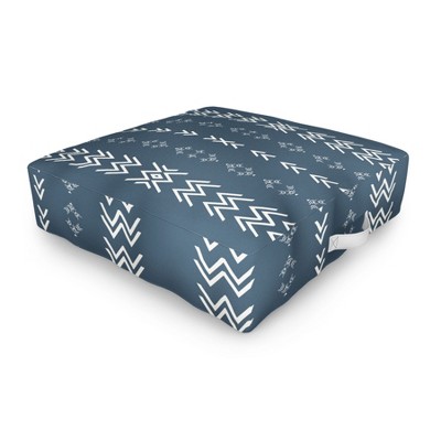 Sheila Wenzel-Ganny Minimal Blue Mudcloth Outdoor Floor Cushion - Deny Designs