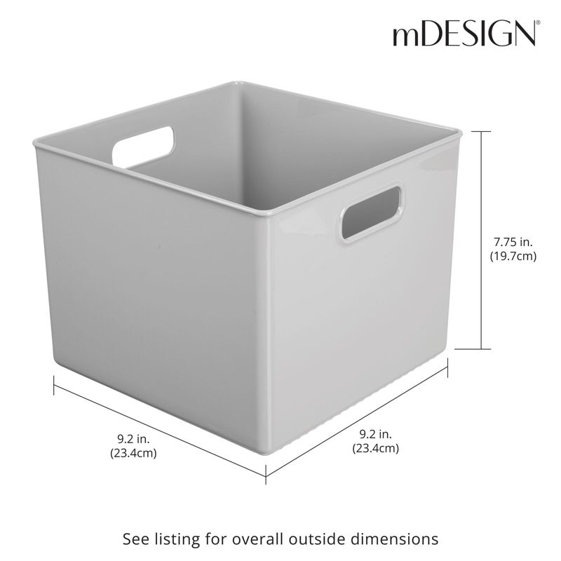 mDesign Plastic Deep Home Storage Organizer Bin with Handles, 4 Pack, 4 of 10