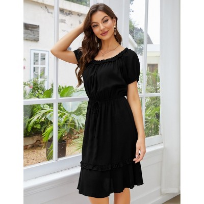 Women's Spring Dress Short Sleeve Off-Shoulder Dress for Women