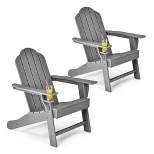 Costway 2PCS Patio Adirondack Chair Weather Resistant Garden Deck W/Cup Holder White\Black\Grey\Turquoise