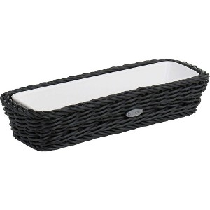 Saleen RECTANGULARIN B Modern Wicker Basket with Porcelain Insert - Stylish Serving for Every Occasion - 1 of 4