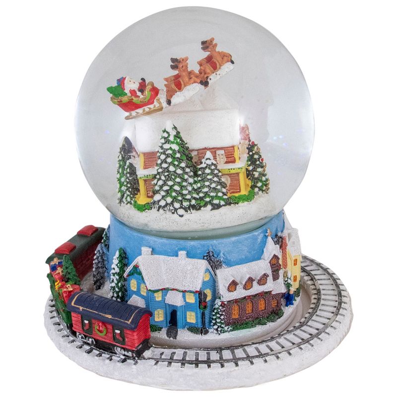 Northlight 6.5" Revolving House with Santa and Train Musical Christmas Snow Globe, 4 of 6