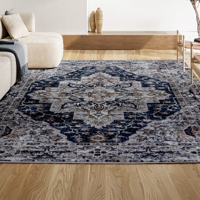 Didim Boho Gray Medallion Washable Area Rug - JONATHAN Y