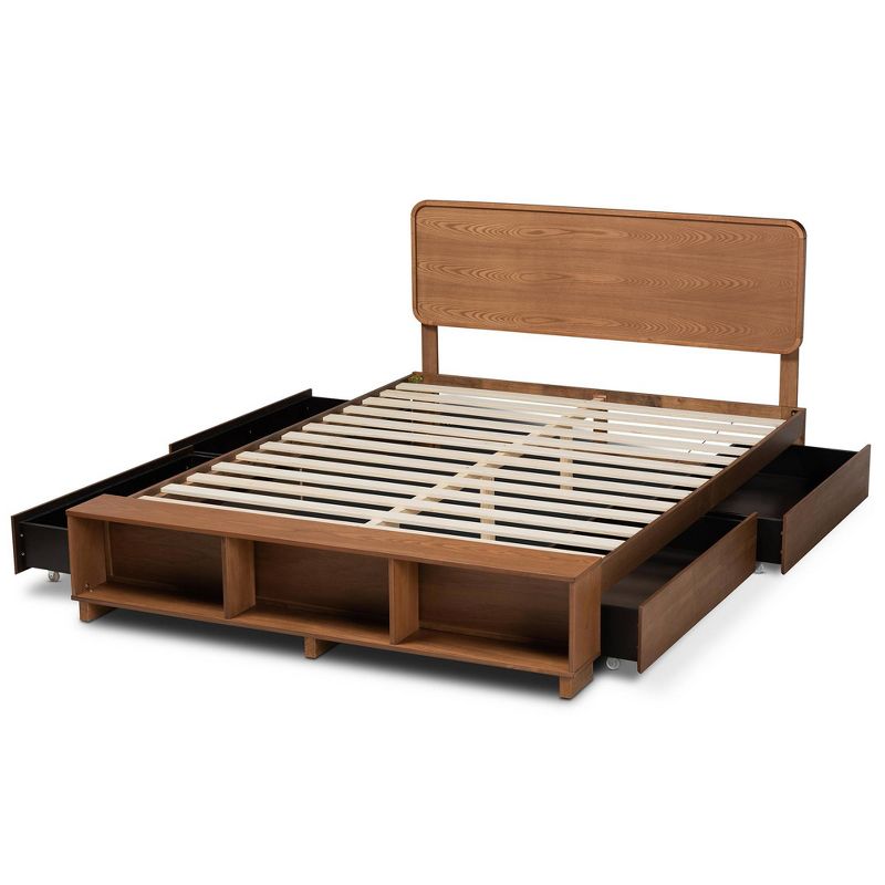 4 Drawer Vita Modern Transitional Wood Platform Storage Bed Walnut/Brown - Baxton Studio, 6 of 13