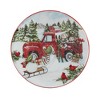 Set of 4 Red Truck Snowman Dining Canape Plates - Certified International - 2 of 4