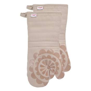 T-fal Medallion Print Silicone and Cotton Twill Oven Mitt, Two Pack