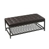 Alex Leather rectangle tufted coffee table with metal base| ARTFUL LIVINIG DESIGN - 4 of 4
