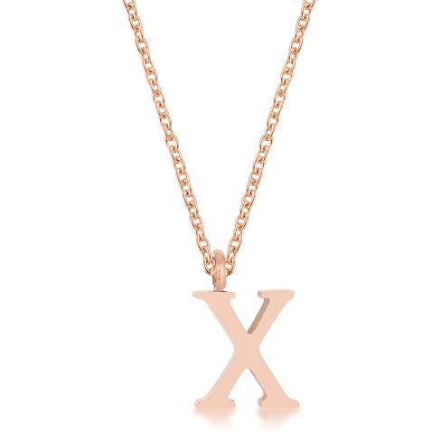 Slickblue Personalized Stainless Steel Initial Necklace, 16" Chain with 2" Extender, Rose Gold/Silver, Choose Letter I-Z - image 1 of 2