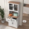 Tiramisubest Wooden Pantry Kitchen Storage Cabinet Microwave Cabinet with Storage Adjustable Shelf Louvered Doors Kitchen Furniture-3 Size - 2 of 4