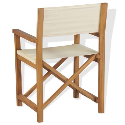 Teak Wood Folding Director's Chair with Cream Canvas
