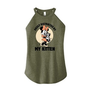 Women's - Disney Classics - Easily Distracted By Kittens Minnie Graphic High Neck Tank - 1 of 2
