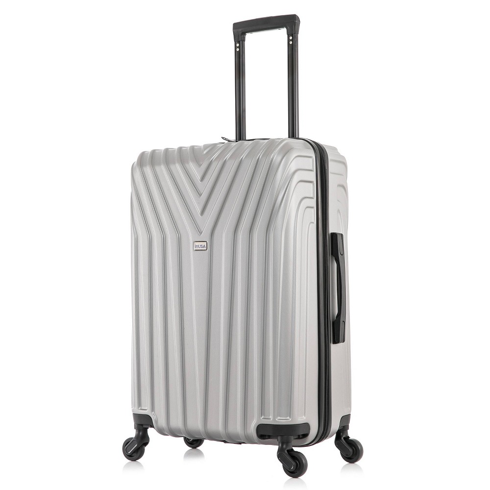 Photos - Luggage InUSA Vasty Lightweight Hardside Large Checked Spinner Suitcase - Gray 