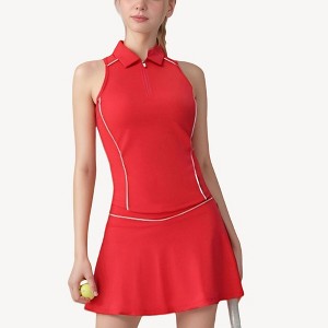Anna-Kaci Active Women's Sleeveless Performance Polo Tank with Zip Neckline and Contrast Piping for Golf and Tennis - 1 of 4