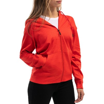 womens red hooded sweater