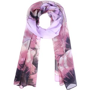 INSPIRE CHIC Women's Floral Chiffon Lotus Lightweight Soft Sheer Long Head Wrap Shawl Scarves 1Pc - 1 of 4