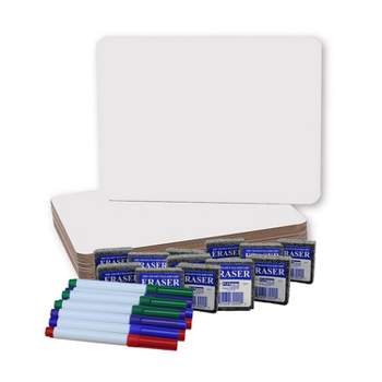 Flipside Products Magnetic Dry Erase Boards (9" x 12") with Colored Pens & Erasers, Set of 12
