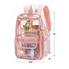 DOMETOUR Clear Backpack for School, PVC Transparent Bookbag with Cute Pendant, Back to School Gifts Backpack for Kids Girls Boys, Pink - 3 of 4