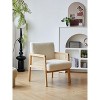 Nordlys Wood Lounge Chair in Rattan and Velvet Countryside Style Living Room - 2 of 4