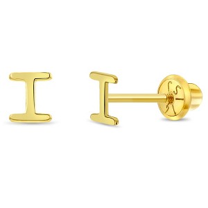 Girls' Itsy Bitsy Initial Letter Screw Back 14k Gold Earrings - In Season Jewelry - 1 of 4