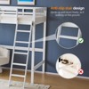 VINGLI Full Wood Loft Bed with USB Charging Station/LED, Solid Wood Bed with Flat Rungs, 15 inches High Guardrail, No Box Spring Needed, White - 4 of 4