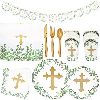 Serves 24 God Bless Baptism Party Supplies Decorations for Kids Men Women