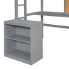 PAGED Twin Size Loft Bed with Desk, Modern Wooden Bed Frame with Writing Board and Lockers for Bedroom - 3 of 4