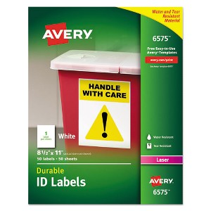 Avery Durable Permanent ID Labels with TrueBlock Technology, Laser Printers, 8.5 x 11, White, 50/Pack - 1 of 4