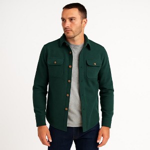 Burnside Men's Jacquard Fleece Shirt Jacket | Forest Green - 1 of 4