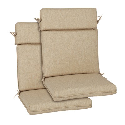 Aoodor Outdoor High Back Dining Chair Cushion Set, Water Proof & Stain Resistant, Polyester Fabric Cover with Ties and Zipper, Set of 2