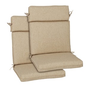 Aoodor Outdoor High Back Dining Chair Cushion Set, Water Proof & Stain Resistant, Polyester Fabric Cover with Ties and Zipper, Set of 2 - 1 of 4