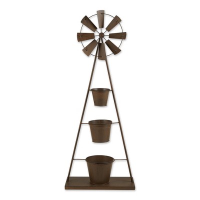 18.5" Indoor/Outdoor Metal Windmill Plant Stand Black - Zings & Thingz