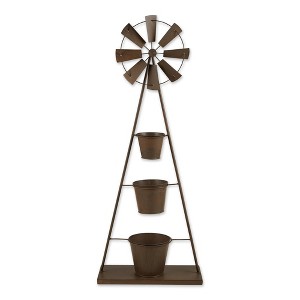 18.5" Indoor/Outdoor Metal Windmill Plant Stand Black - Zingz & Thingz: Durable Iron Display, No Assembly Required - 1 of 4