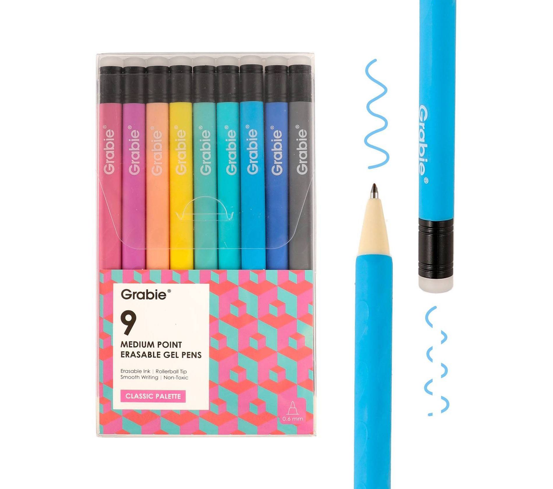 Grabie 9ct Medium Point Erasable Gel Pens Set Classic Palette