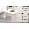 Gulches 63" Cream White MDF Dining Table + Irregular Side Table, 4-8 Seater, Thick Wave Legs, Elegant Assembly Table for Home Kitchen - 3 of 4