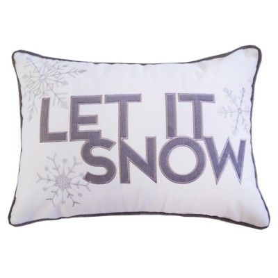 TopComfy Support Pillow Let It Snow White Velvet Lumbar Pillow for Cozy Winter Decor, White, 17"*17"*10"