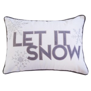 TopComfy Support Pillow Let It Snow White Velvet Lumbar Pillow for Cozy Winter Decor, White, 17"*17"*10" - 1 of 4