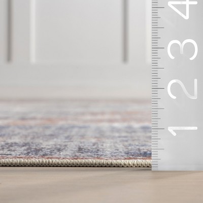 Iana Peach Synthetic Medallion Washable Non-slip Area Rug, 4' x 6'