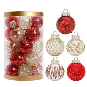 Christmas Ball Ornaments 25-Pack, Shatterproof Sphere Set for Holiday Tree Decor and Table Centerpieces - 1 of 4