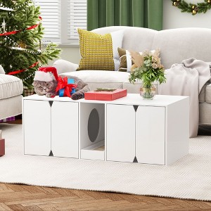 Famapy White Dual Space Cat Cabinet Magnetic Door Separate Litter Collection - 1 of 4