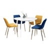Kumasinova Contemporary 3-Piece Dining Set, White Round Dining Table with 2 Velvet Chairs (Gold-Plated Legs) for Living Room - 2 of 4