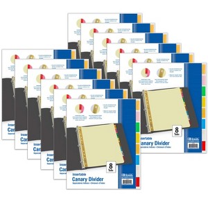 BAZIC Products® Canary Paper Dividers with Insertable Color Tabs, 8 Per Pack, 12 Packs - 1 of 2